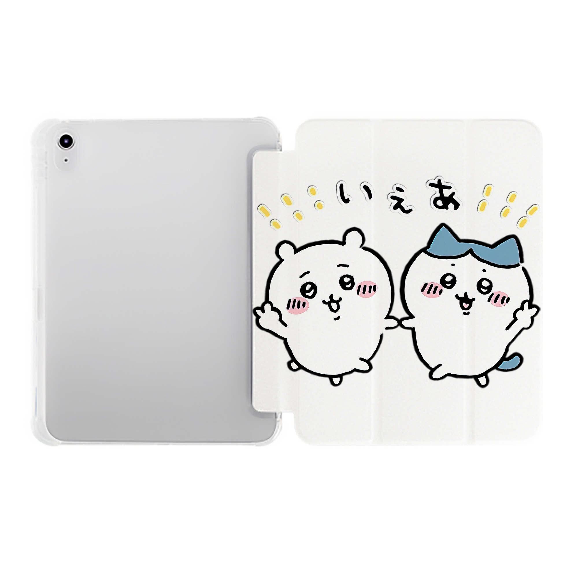 （画像用） ちいかわ ハチワレ Chii-kawa hachiware IPad ケース ペン収納付き 三つ折りスタンド PUレザー×シリコン 対応機種9.5/10.5/10.9インチ